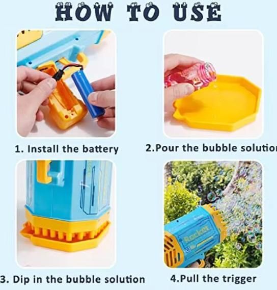 Bubble Gun Machine Kids Automatic Soap-Based Bubble Blower