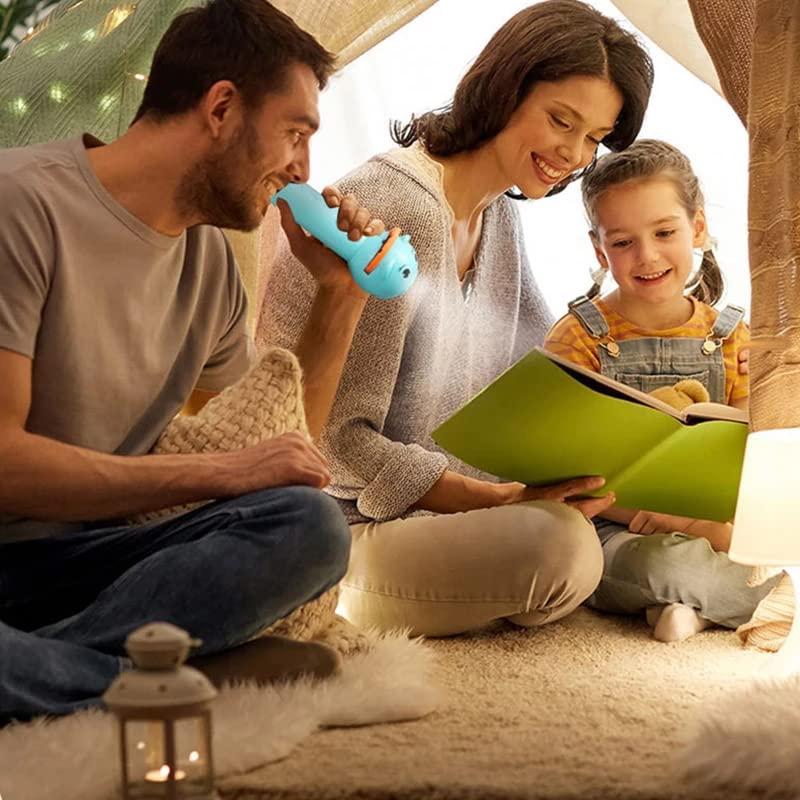 Family reading a book together in a cozy indoor setting
