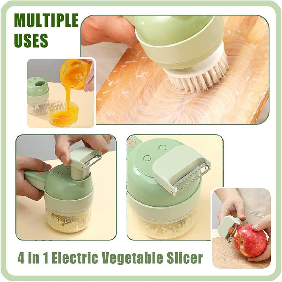 4 in 1 Portable Electric Vegetable Cutter Set | Wireless Food Processor & Chopper