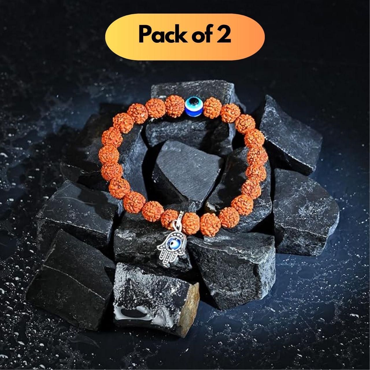 Spiritual Eye Bohemian Rudraksha Beads Bracelet – Pack of 2