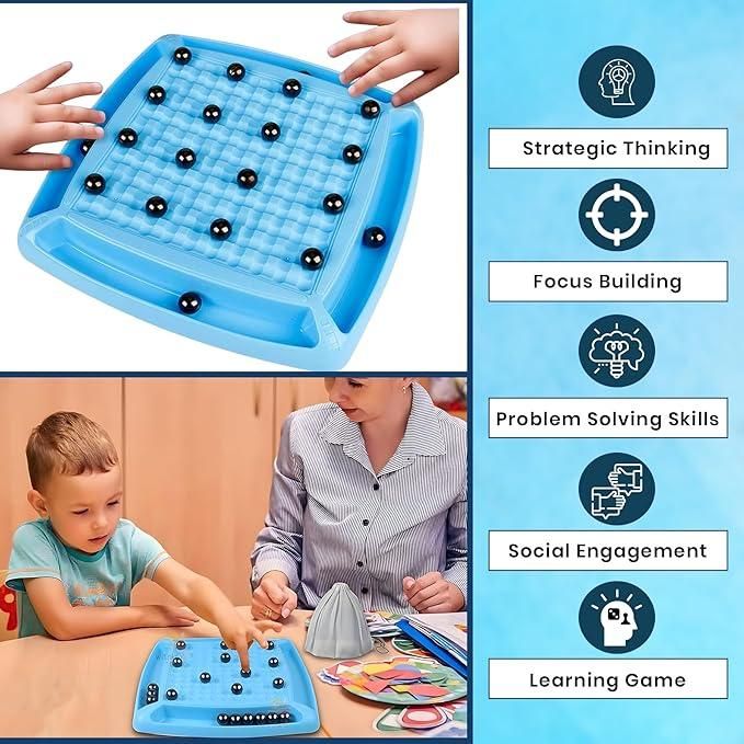 Magnetic Battle Chess Game with 20 Steel Balls - Family Strategy Board Game