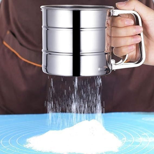 Steel Flour Sifter – Manual Hand Press Design with Large Capacity 🍞