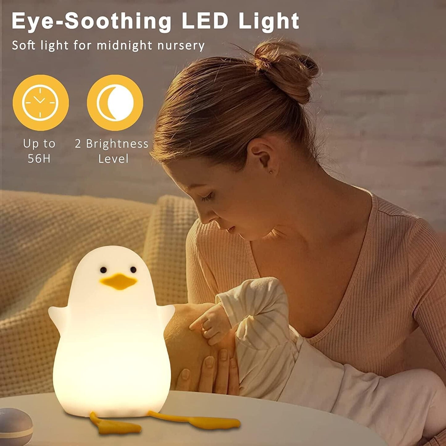 Duck Night Light Lamp - Touch Activated Bedside Light