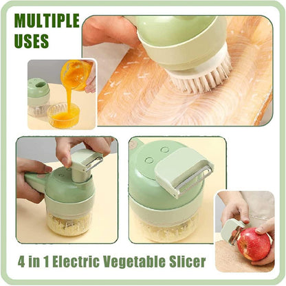 4 in 1 Portable Electric Vegetable Cutter Set | Wireless Food Processor & Chopper