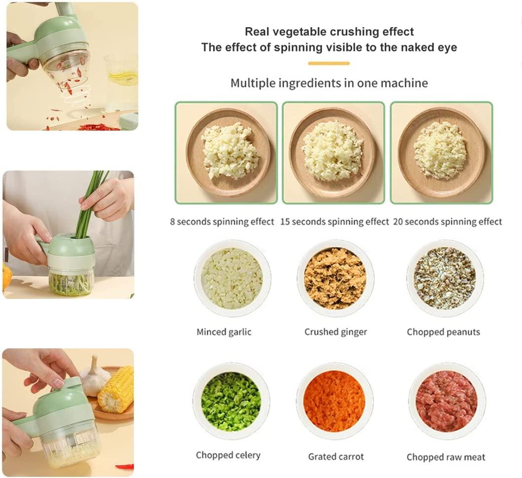 4 in 1 Portable Electric Vegetable Cutter Set | Wireless Food Processor & Chopper