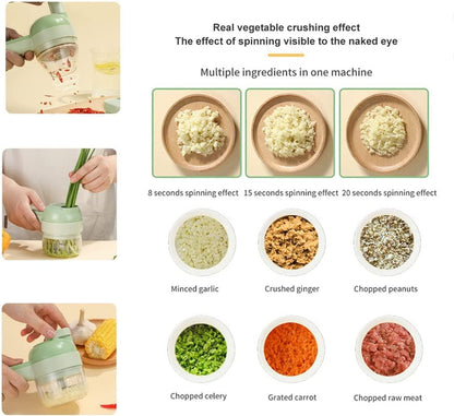 4 in 1 Portable Electric Vegetable Cutter Set | Wireless Food Processor & Chopper