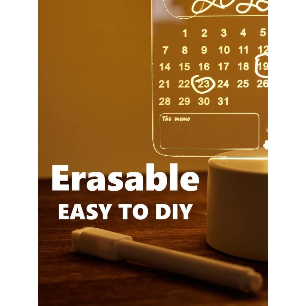 Calendar with erasable and DIY features on a wooden surface