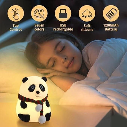 Cute Panda Light Lamp For Kids - 7 Color Touch Control Night Light