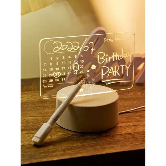 Transparent calendar with pen on a wooden surface